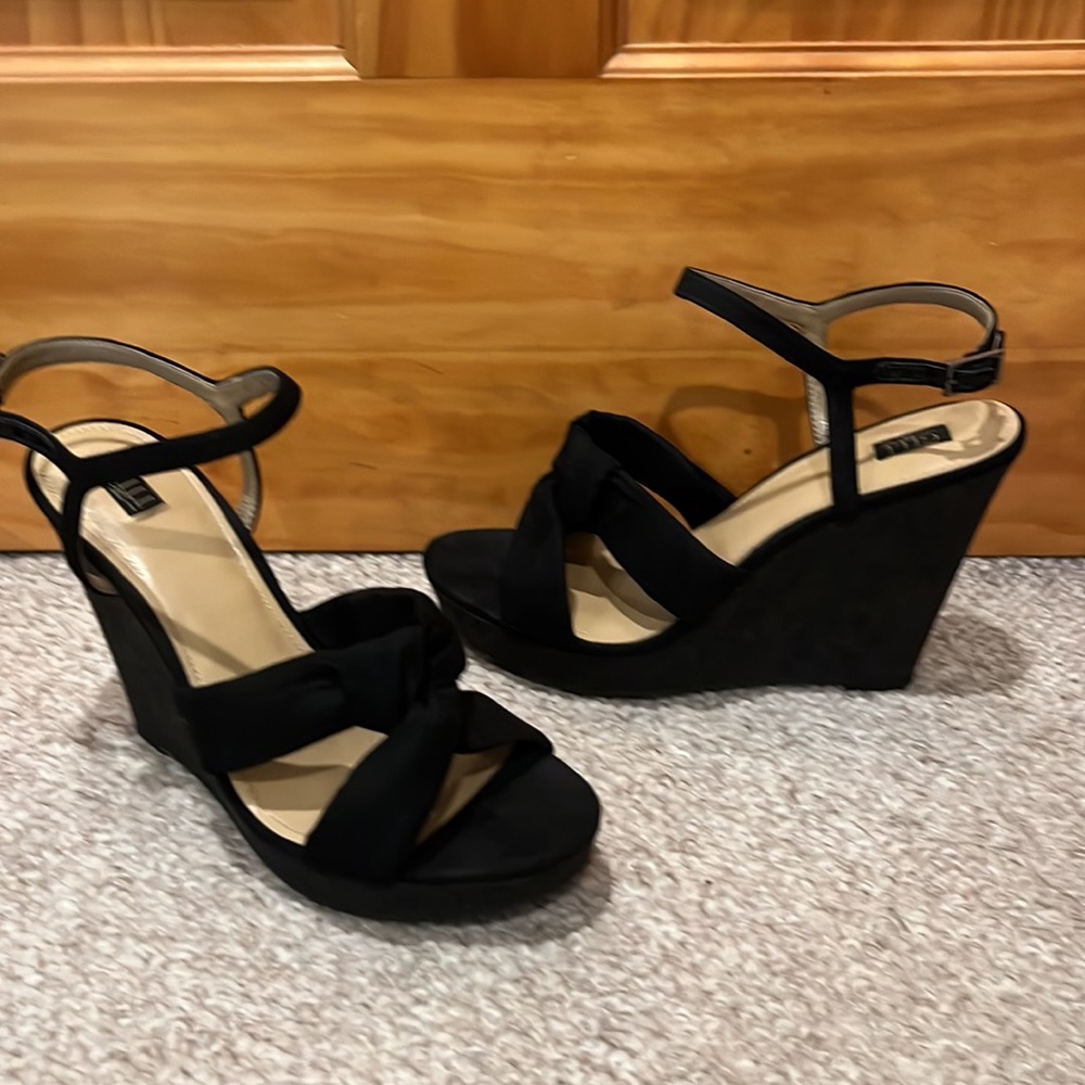 G.I.L.I. Knotted Front Wedge Ankle Strap Kahlie Black - Picture 6 of 14